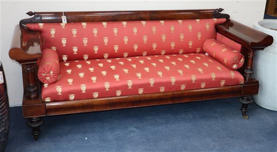 A 19th century North European carved mahogany hall settee W.194cm